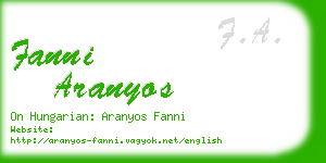 fanni aranyos business card